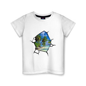 Детская футболка хлопок с принтом Окошко в рай в Кировске, 100% хлопок | круглый вырез горловины, полуприлегающий силуэт, длина до линии бедер | banksy | бенкси | бэнкси | графити | граффити | окно | рай | стрит арт | стритарт