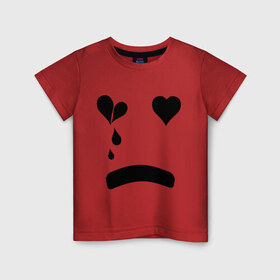 Детская футболка хлопок с принтом Sad smile в Кировске, 100% хлопок | круглый вырез горловины, полуприлегающий силуэт, длина до линии бедер | Тематика изображения на принте: smile | грустный смайлик | сердце | смайл | смайлик