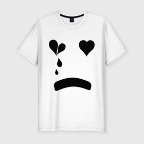 Мужская футболка премиум с принтом Sad smile в Кировске, 92% хлопок, 8% лайкра | приталенный силуэт, круглый вырез ворота, длина до линии бедра, короткий рукав | smile | грустный смайлик | сердце | смайл | смайлик