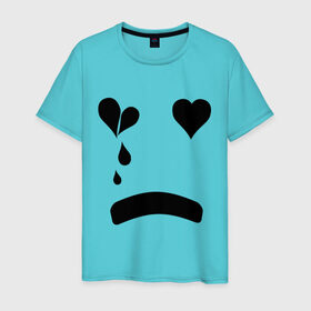 Мужская футболка хлопок с принтом Sad smile в Кировске, 100% хлопок | прямой крой, круглый вырез горловины, длина до линии бедер, слегка спущенное плечо. | smile | грустный смайлик | сердце | смайл | смайлик