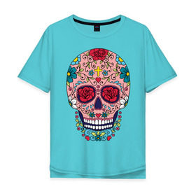 Мужская футболка хлопок Oversize с принтом Oldschool skull в Кировске, 100% хлопок | свободный крой, круглый ворот, “спинка” длиннее передней части | oldschool | skull | олд скул | олдскул | цветочный орнамент | цветы | череп | черепа