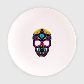 Тарелка с принтом Skull mexica в Кировске, фарфор | диаметр - 210 мм
диаметр для нанесения принта - 120 мм | Тематика изображения на принте: skull | мексика | мексиканский череп | череп | черепа