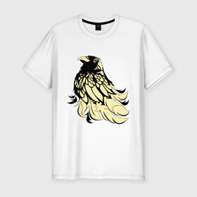 Мужская футболка премиум с принтом Гордый орёл в Кировске, 92% хлопок, 8% лайкра | приталенный силуэт, круглый вырез ворота, длина до линии бедра, короткий рукав | Тематика изображения на принте: животные | орел | птицы