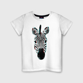 Детская футболка хлопок с принтом Зебра watercolor в Кировске, 100% хлопок | круглый вырез горловины, полуприлегающий силуэт, длина до линии бедер | Тематика изображения на принте: животные | звери | зебра