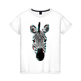 Женская футболка хлопок с принтом Зебра watercolor в Кировске, 100% хлопок | прямой крой, круглый вырез горловины, длина до линии бедер, слегка спущенное плечо | животные | звери | зебра