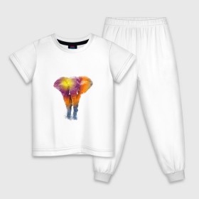 Детская пижама хлопок с принтом Слон watercolor в Кировске, 100% хлопок |  брюки и футболка прямого кроя, без карманов, на брюках мягкая резинка на поясе и по низу штанин
 | слон