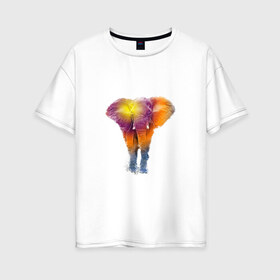 Женская футболка хлопок Oversize с принтом Слон watercolor в Кировске, 100% хлопок | свободный крой, круглый ворот, спущенный рукав, длина до линии бедер
 | слон