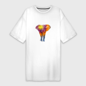 Платье-футболка хлопок с принтом Слон watercolor в Кировске,  |  | слон