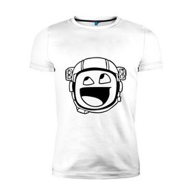 Мужская футболка премиум с принтом Аwesome fase космонавт в Кировске, 92% хлопок, 8% лайкра | приталенный силуэт, круглый вырез ворота, длина до линии бедра, короткий рукав | mem | интернет приколы | космонавт | мем