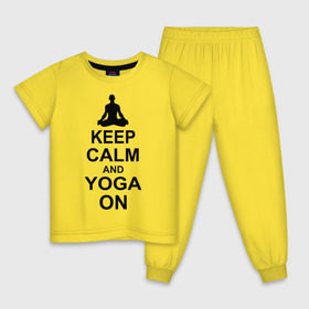 Детская пижама хлопок с принтом Keep calm and yoga on в Кировске, 100% хлопок |  брюки и футболка прямого кроя, без карманов, на брюках мягкая резинка на поясе и по низу штанин
 | йога | ом | спорт