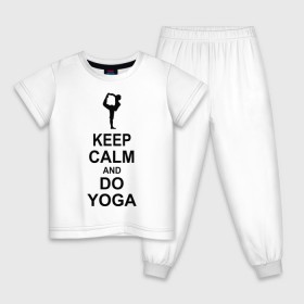 Детская пижама хлопок с принтом Keep calm and do yoga. в Кировске, 100% хлопок |  брюки и футболка прямого кроя, без карманов, на брюках мягкая резинка на поясе и по низу штанин
 | йога | ом | спорт
