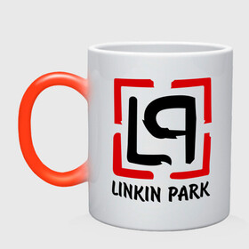 Кружка хамелеон с принтом Linkin park в Кировске, керамика | меняет цвет при нагревании, емкость 330 мл | lp | rock | линкин парк | музыка | рок группа