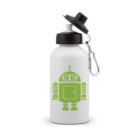Бутылка спортивная с принтом Android-bender. в Кировске, металл | емкость — 500 мл, в комплекте две пластиковые крышки и карабин для крепления | админам | андроид | бендер | мультик | мультфильм | ос | робот | футурама
