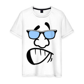 Мужская футболка хлопок с принтом Пижон в Кировске, 100% хлопок | прямой крой, круглый вырез горловины, длина до линии бедер, слегка спущенное плечо. | smail | пижон | позитывный | смайл | смайл в очках