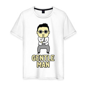 Мужская футболка хлопок с принтом Gentleman (джентльмен) в Кировске, 100% хлопок | прямой крой, круглый вырез горловины, длина до линии бедер, слегка спущенное плечо. | gentleman | psy | джентльмен | музыка | певец psy