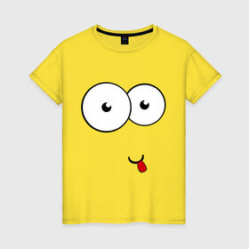 Женская футболка хлопок с принтом Смайлик показывает язык в Кировске, 100% хлопок | прямой крой, круглый вырез горловины, длина до линии бедер, слегка спущенное плечо | smile | высунутый язык | смайл | смайлик