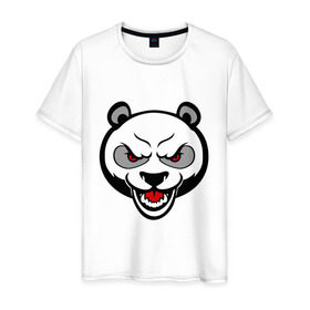 Мужская футболка хлопок с принтом Angry panda - злая панда в Кировске, 100% хлопок | прямой крой, круглый вырез горловины, длина до линии бедер, слегка спущенное плечо. | Тематика изображения на принте: панда