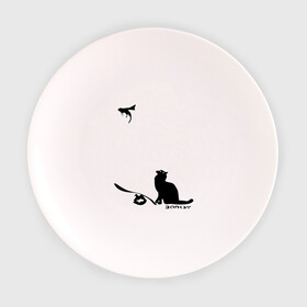 Тарелка с принтом Cat and supermouse (Banksy) в Кировске, фарфор | диаметр - 210 мм
диаметр для нанесения принта - 120 мм | Тематика изображения на принте: бэнкси | граффити | киса | кот | котенок | котэ | кошка | мышка | супермышка