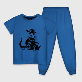 Детская пижама хлопок с принтом Gangsta rat (Banksy) в Кировске, 100% хлопок |  брюки и футболка прямого кроя, без карманов, на брюках мягкая резинка на поясе и по низу штанин
 | Тематика изображения на принте: бэнкси | гангстер | граффити | грызун | мышь | хомяк