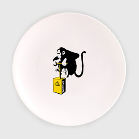 Тарелка с принтом TNT monkey (Banksy) в Кировске, фарфор | диаметр - 210 мм
диаметр для нанесения принта - 120 мм | бэнкси | граффити | животные | обезьяна