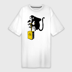 Платье-футболка хлопок с принтом TNT monkey (Banksy) в Кировске,  |  | бэнкси | граффити | животные | обезьяна