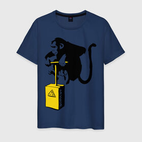 Мужская футболка хлопок с принтом TNT monkey (Banksy) в Кировске, 100% хлопок | прямой крой, круглый вырез горловины, длина до линии бедер, слегка спущенное плечо. | бэнкси | граффити | животные | обезьяна