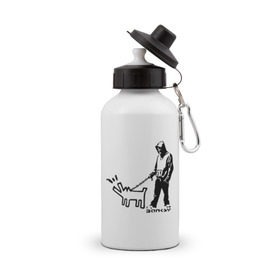 Бутылка спортивная с принтом Парень с собакой (Banksy) в Кировске, металл | емкость — 500 мл, в комплекте две пластиковые крышки и карабин для крепления | Тематика изображения на принте: dog | бэнкси | граффити | собака