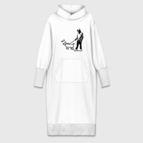 Платье удлиненное хлопок с принтом Парень с собакой (Banksy) в Кировске,  |  | Тематика изображения на принте: dog | бэнкси | граффити | собака