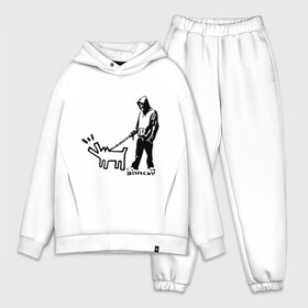Мужской костюм хлопок OVERSIZE с принтом Парень с собакой (Banksy) в Кировске,  |  | Тематика изображения на принте: dog | бэнкси | граффити | собака