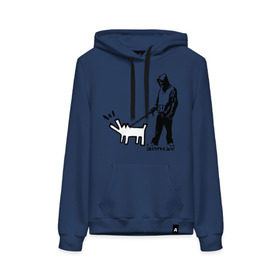 Женская толстовка хлопок с принтом Парень с собакой (Banksy) в Кировске, френч-терри, мягкий теплый начес внутри (100% хлопок) | карман-кенгуру, эластичные манжеты и нижняя кромка, капюшон с подкладом и шнурком | Тематика изображения на принте: dog | бэнкси | граффити | собака