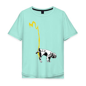 Мужская футболка хлопок Oversize с принтом Peeing dog (Banksy) в Кировске, 100% хлопок | свободный крой, круглый ворот, “спинка” длиннее передней части | бульдог | бэнкси | граффити | собака