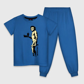 Детская пижама хлопок с принтом Древний человек Бэнкси в Кировске, 100% хлопок |  брюки и футболка прямого кроя, без карманов, на брюках мягкая резинка на поясе и по низу штанин
 | Тематика изображения на принте: бэнкси | граффити | неандерталец | примат