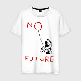 Мужская футболка хлопок с принтом No future Banksy в Кировске, 100% хлопок | прямой крой, круглый вырез горловины, длина до линии бедер, слегка спущенное плечо. | banksy | бэнкси | графити | граффити | стрит арт