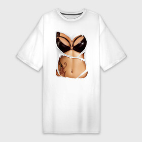 Платье-футболка хлопок с принтом Кожаный бюст в Кировске,  |  | body | woman body | голое тело | женское тело | подарок жене | тело