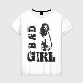 Женская футболка хлопок с принтом Bad girl в Кировске, 100% хлопок | прямой крой, круглый вырез горловины, длина до линии бедер, слегка спущенное плечо | 