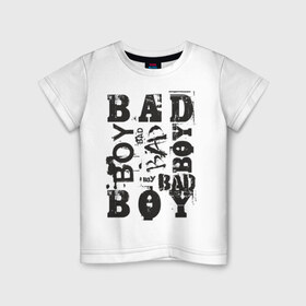 Детская футболка хлопок с принтом Bad boy в Кировске, 100% хлопок | круглый вырез горловины, полуприлегающий силуэт, длина до линии бедер | Тематика изображения на принте: бэд бой