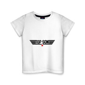 Детская футболка хлопок с принтом Top son в Кировске, 100% хлопок | круглый вырез горловины, полуприлегающий силуэт, длина до линии бедер | брат | братишка | дети | старший