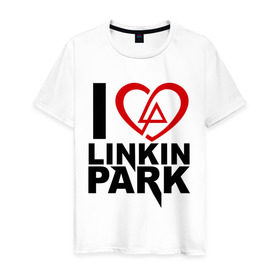 Мужская футболка хлопок с принтом I love linkin park (Я люблю Linkin Park) в Кировске, 100% хлопок | прямой крой, круглый вырез горловины, длина до линии бедер, слегка спущенное плечо. | rock | линкин парк | музыкальная группа | рок группа | рок музыка
