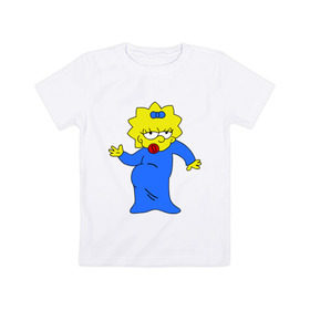 Детская футболка хлопок с принтом Мэгги танцует в Кировске, 100% хлопок | круглый вырез горловины, полуприлегающий силуэт, длина до линии бедер | Тематика изображения на принте: maggie simpson | simpsons | мэгги | мэгги симпсон | мэги | симпсоны