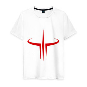 Мужская футболка хлопок с принтом Quake logo в Кировске, 100% хлопок | прямой крой, круглый вырез горловины, длина до линии бедер, слегка спущенное плечо. | quake | игры | квейк | компьютерные игры