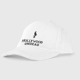 Детская бейсболка с принтом Hollywood Undead logo в Кировске, 100% хлопок | классический козырек, металлическая застежка-регулятор размера | hollywood undead | hu | hu mask one color | undead | рок реп группа hollywood undead