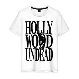 Мужская футболка хлопок с принтом HollyWoodUndead в Кировске, 100% хлопок | прямой крой, круглый вырез горловины, длина до линии бедер, слегка спущенное плечо. | hollywood undead | hu | hu mask one color | undead | птица с гранатой | рок реп группа hollywood undead