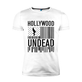 Мужская футболка премиум с принтом Hollywood Undead flag в Кировске, 92% хлопок, 8% лайкра | приталенный силуэт, круглый вырез ворота, длина до линии бедра, короткий рукав | hollywood undead | hu | hu mask one color | undead | птица с гранатой | рок реп группа hollywood undead