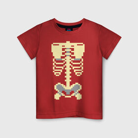 Детская футболка хлопок с принтом Пиксельный скелет в Кировске, 100% хлопок | круглый вырез горловины, полуприлегающий силуэт, длина до линии бедер | скелет