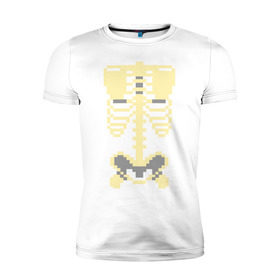 Мужская футболка премиум с принтом Пиксельный скелет в Кировске, 92% хлопок, 8% лайкра | приталенный силуэт, круглый вырез ворота, длина до линии бедра, короткий рукав | скелет