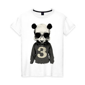 Женская футболка хлопок с принтом Brutal pand в Кировске, 100% хлопок | прямой крой, круглый вырез горловины, длина до линии бедер, слегка спущенное плечо | панда
