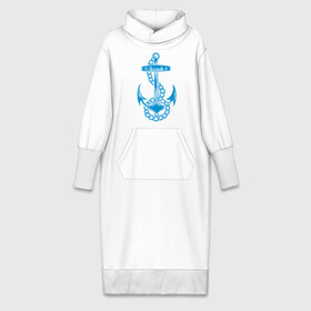 Платье удлиненное хлопок с принтом Blue anchor в Кировске,  |  | море | моряк | цепь | якорь
