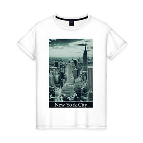 Женская футболка хлопок с принтом NY City в Кировске, 100% хлопок | прямой крой, круглый вырез горловины, длина до линии бедер, слегка спущенное плечо | new york | new york city | nyc | urban style | город | города | нью йорк | урбан