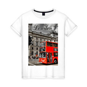 Женская футболка хлопок с принтом Улицы Лондона в Кировске, 100% хлопок | прямой крой, круглый вырез горловины, длина до линии бедер, слегка спущенное плечо | лондон