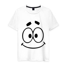 Мужская футболка хлопок с принтом Смешная рожица в Кировске, 100% хлопок | прямой крой, круглый вырез горловины, длина до линии бедер, слегка спущенное плечо. | smile | глаза | рожица | смайл | смайлик